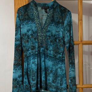 INC International Concepts Teal Floral Tunic